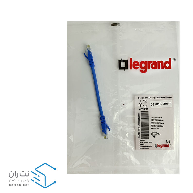 پچ کورد لگراند (کابل لن) Cat6 UTP روکش PVC آبی 20 سانتی متری (0.2m)-2